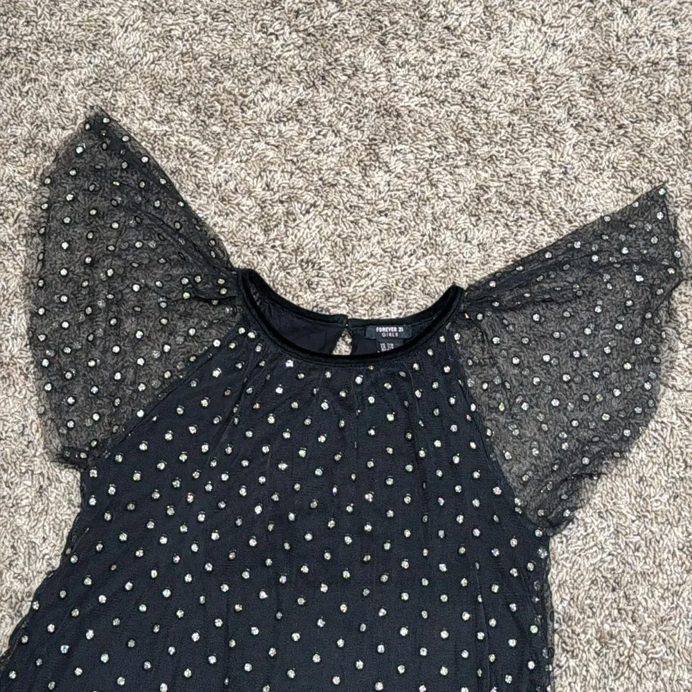 Forever 21 Kids Holiday Gold Polka Dots Dress Size 7/8